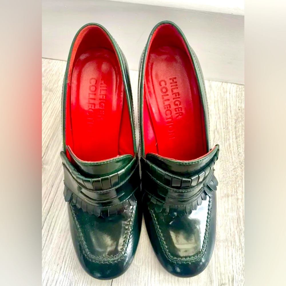 Tommy Hilfiger Collection, size 7.5 green leather heels